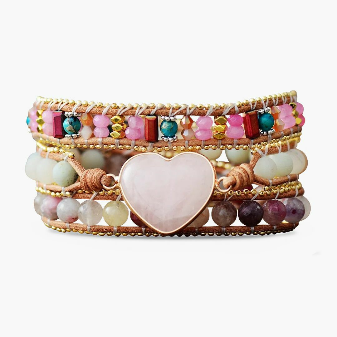 Bracelets | Dreamy Rose Quartz Heart Wrap Bracelet Bracelets Bracelets