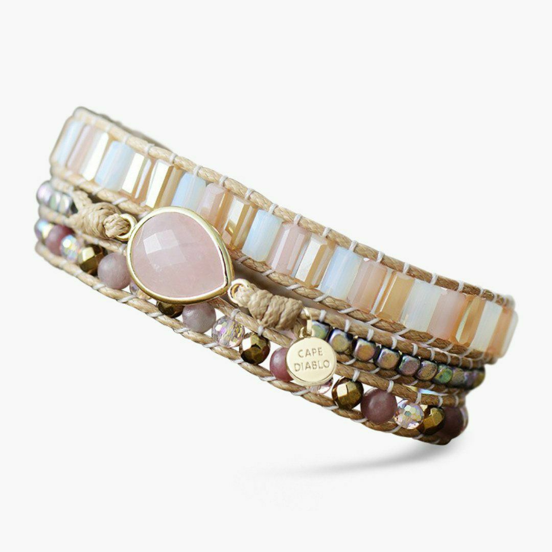 Bracelets | Precious Rose Quartz Teardrop Wrap Bracelet Bracelets Bracelets