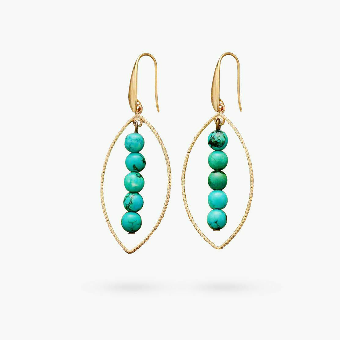 Earrings | Gold Oval Turquoise Earrings Earrings Earrings