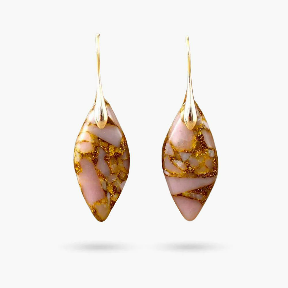 Earrings | Golden Peach Leaves Jasper Earrings Earrings Earrings