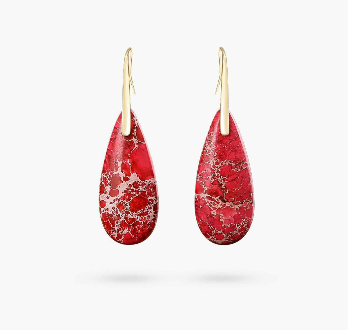 Earrings | Red Imperial Jasper Teardrop Earrings Earrings Earrings