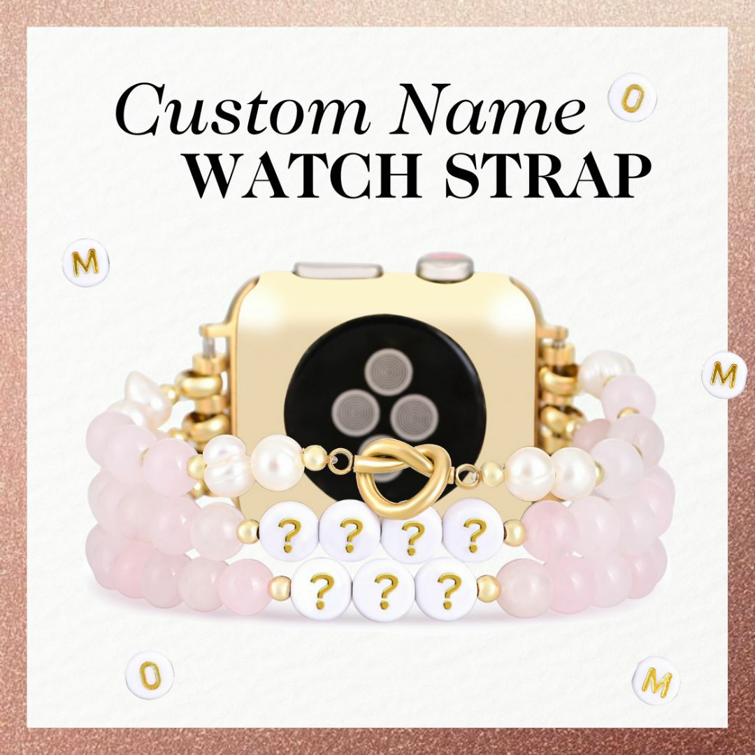 Stretch Straps | Custom Name Rose Quartz Stretch Apple Watch Strap Apple Watch Straps Apple Watch Straps